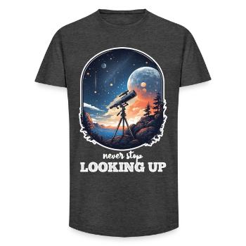 Astronaute et Espace Message Positif et Motivant - T-shirt coupe longue homme - charbon - Devant - AI Model Male 185 light (185cm)
