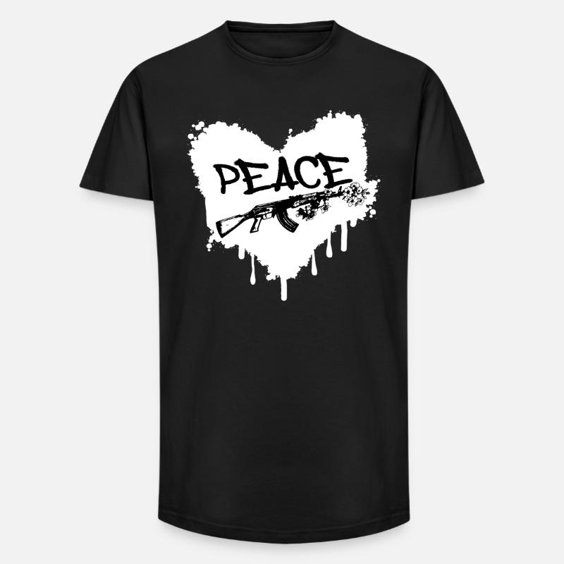 Frieden Gewehr Blüten Graffiti - Long Fit Männer T-Shirt - Schwarz