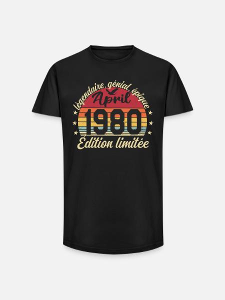 1980 April Anniversary April 1980 - Long Fit Men's T-Shirt - black