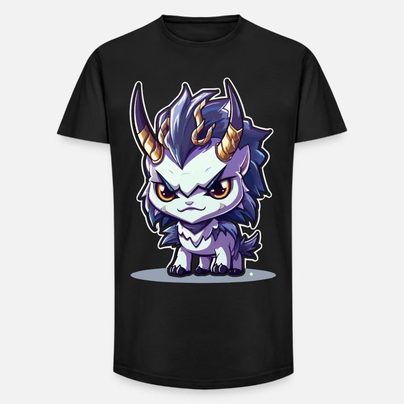 Kleiner Hörnerdrache im Chibi-Stil - Long Fit Männer T-Shirt - Schwarz