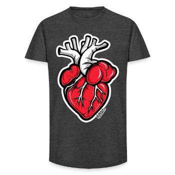 Cœur anatomique de dessin animé - T-shirt coupe longue homme - charbon - Devant - AI Model Male 185 light (185cm)