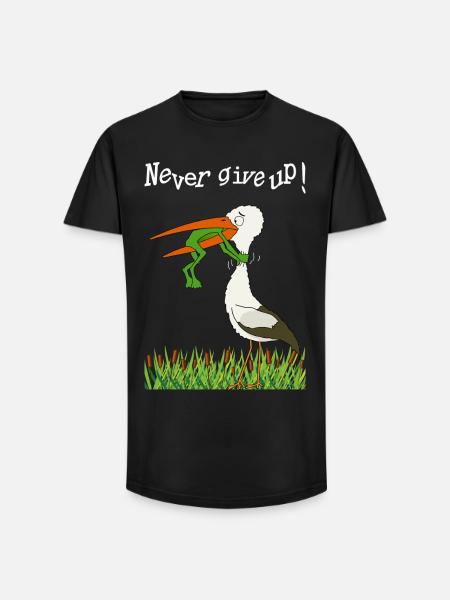 Never give up! - Long Fit Men's T-Shirt - black