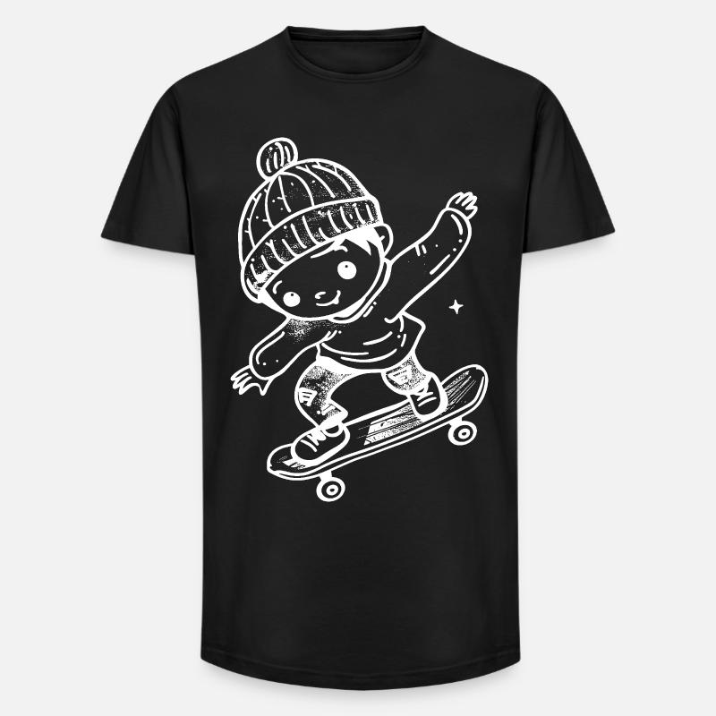 Skateboard Kind Comic - Long Fit Männer T-Shirt - Schwarz