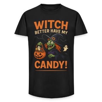 Halloween Witch T-Shirt Witch better with my Candy - Long Fit Men's T-Shirt - black - Front - AI Model Male 185 light (185cm)