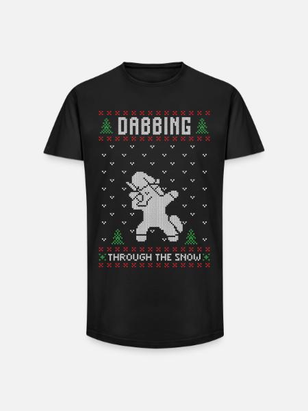 Santa-Einhorn-Hässlicher Weihnachtspullover abtupfen - Long Fit Männer T-Shirt - Schwarz