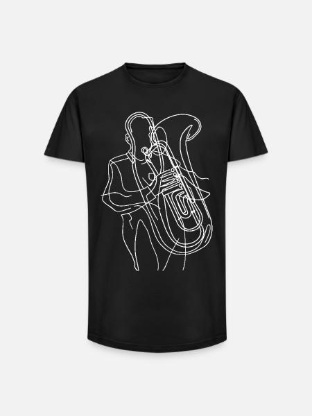 Tuba Player Line Art - Long Fit Men's T-Shirt - black