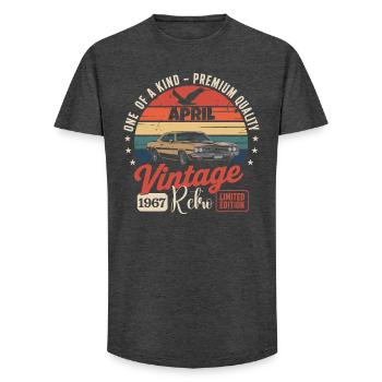 59 Jahre April 1967 Vintage Retro-Jubiläumsgeschenk - Long Fit Männer T-Shirt - Anthrazit - Vorne - AI Model Male 185 light (185cm)