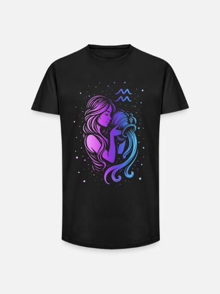 Verseau - T-shirt coupe longue homme - noir