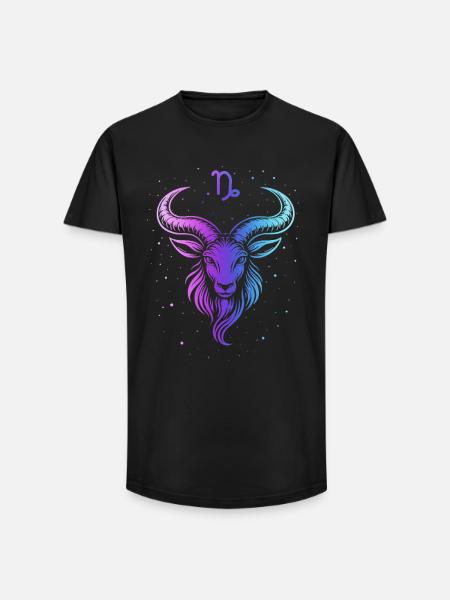 Bunte Ziege mit Sternmuster - Long Fit Männer T-Shirt - Schwarz