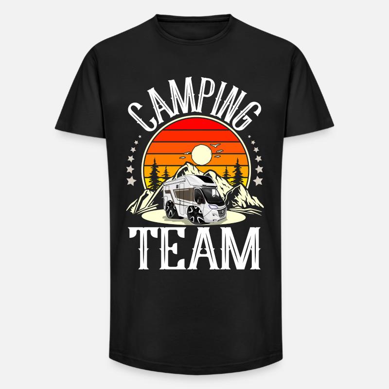 Camping Team - Long Fit Männer T-Shirt - Schwarz