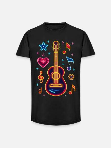 Retro Ukulele Retrowave - Long Fit Men's T-Shirt - black