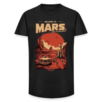 Mars Retro Adventure: Pioneer Station - Long Fit Men's T-Shirt - black - Front - AI Model Male 185 light (185cm)