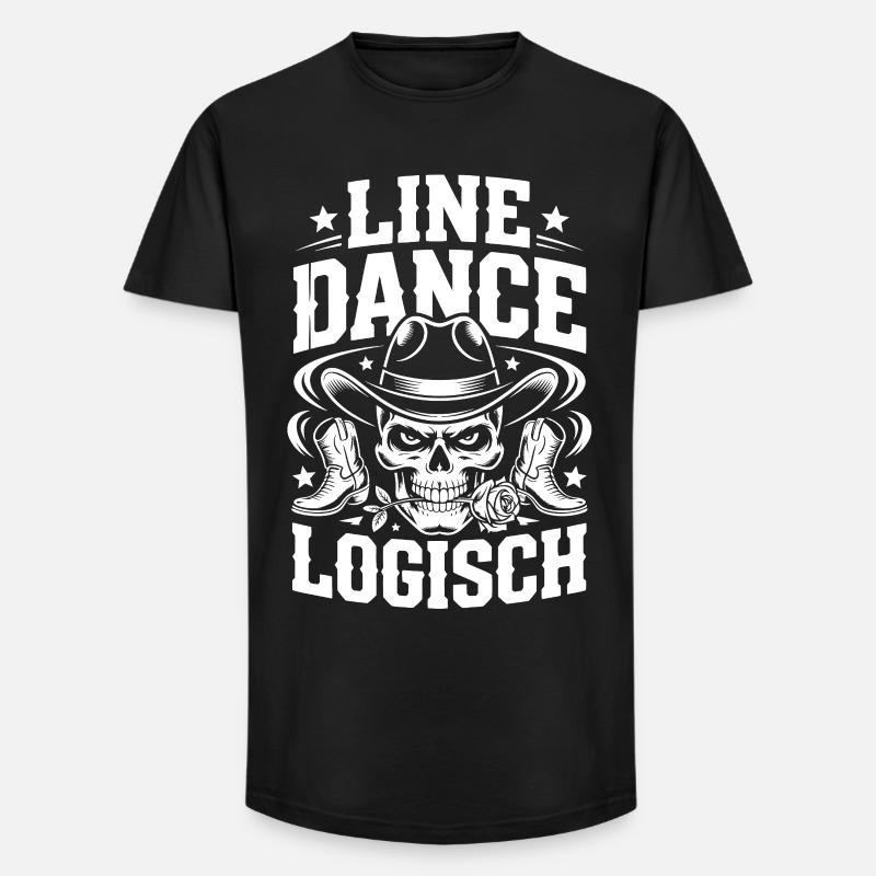 Line Dance Schädel Cowboy - Long Fit Männer T-Shirt - Schwarz