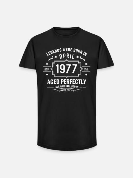 Avril 1977 - T-shirt coupe longue homme - noir