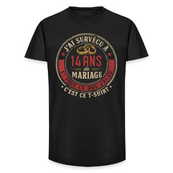 Humour Anniversaire : J'ai Survécu à 12 Ans - T-shirt coupe longue homme - noir - Devant - AI Model Male 185 light (185cm)