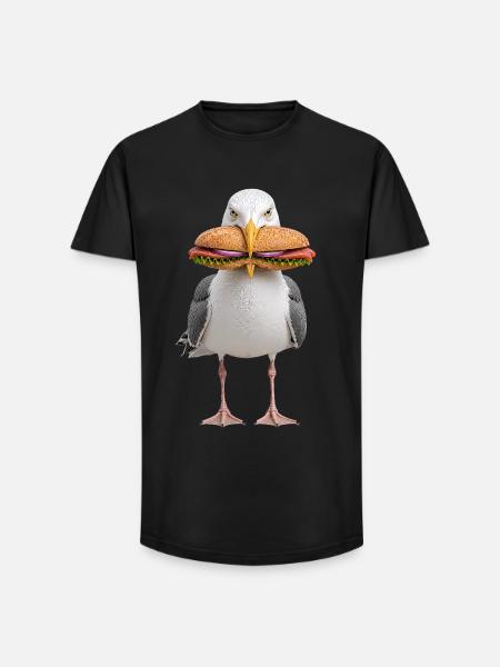 Herrgull-with-Fish Rolls - Long Fit Men's T-Shirt - black