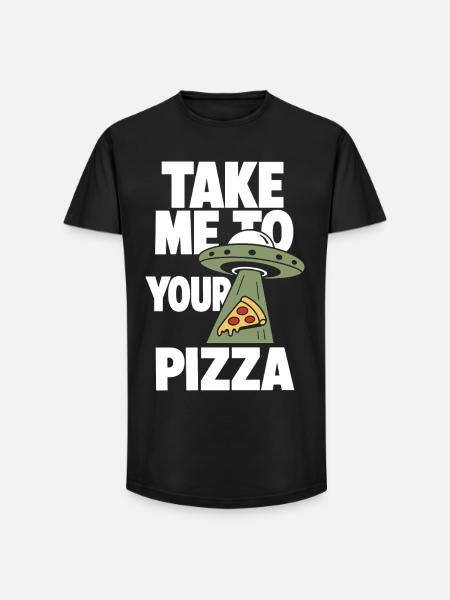 Take Me to Your Pizza UFO - Long Fit Men's T-Shirt - black