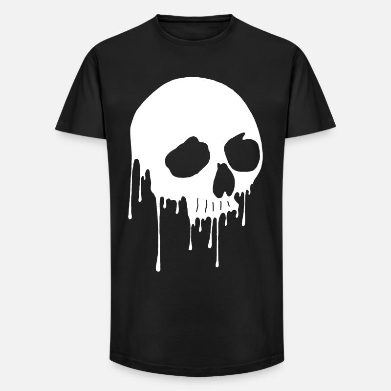 White skull and graffiti - Long Fit Men's T-Shirt - black