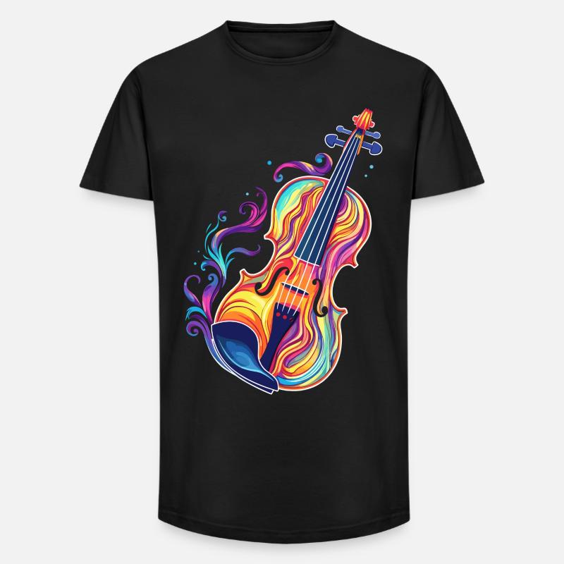 Violine Comic Look - Long Fit Männer T-Shirt - Schwarz