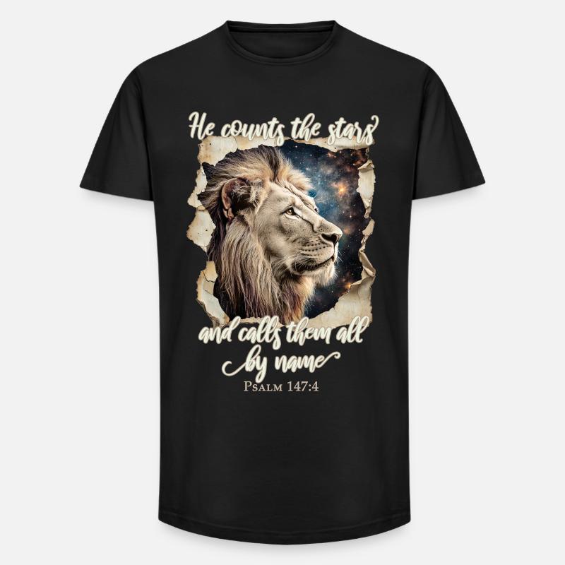 Löwe Bibelvers Christlich - Long Fit Männer T-Shirt - Schwarz
