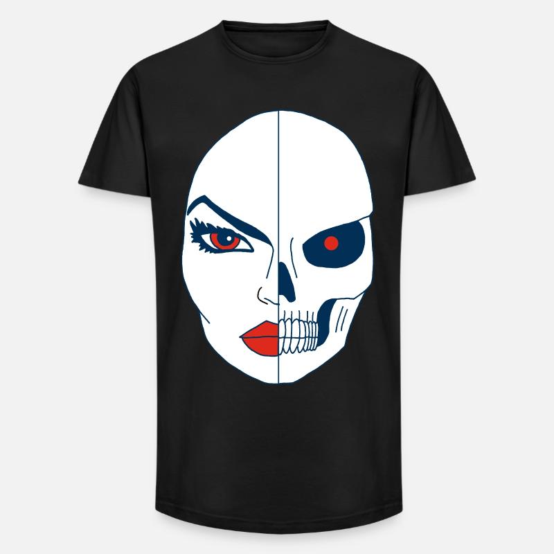 Döden och dess ansikte - T-shirt herr med lång passform - svart