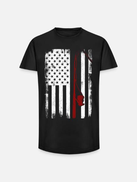 Patriotic fisherman - Long Fit Men's T-Shirt - black