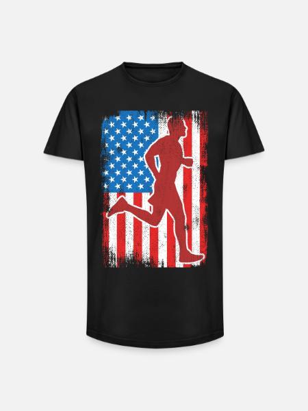 July 4 USA Running - Long Fit Men's T-Shirt - black