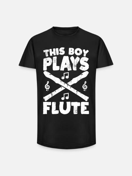This boy plays the flute - Long Fit Men's T-Shirt - black