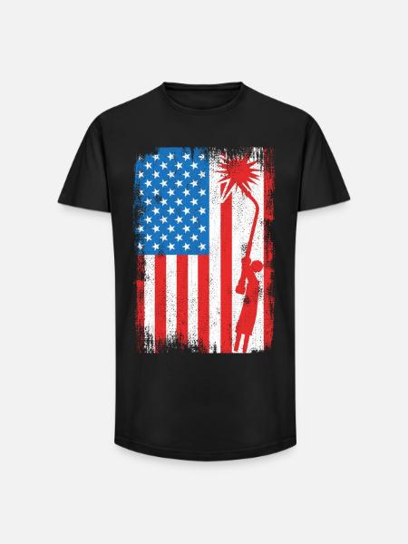 Welding USA Flag - Long Fit Men's T-Shirt - black