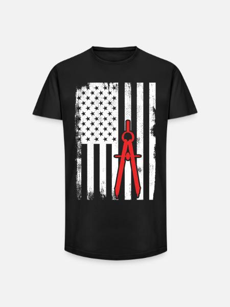 Architecture USA Drapeau - T-shirt coupe longue homme - noir