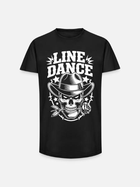Line Dance Skull Cowboy - Long Fit Men's T-Shirt - black