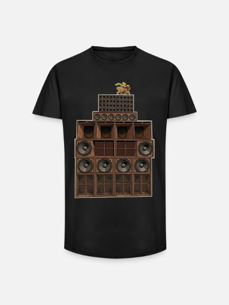 Système sonore reggae - T-shirt coupe longue homme - noir