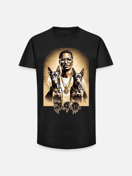 Rapper mit Dobermänner - Long Fit Männer T-Shirt - Schwarz