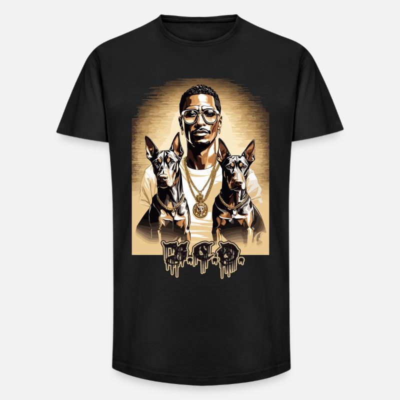 Rapper mit Dobermänner - Long Fit Männer T-Shirt - Schwarz