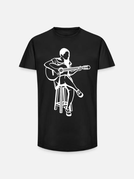 Guitar Girl Drawing - Long Fit Men's T-Shirt - black
