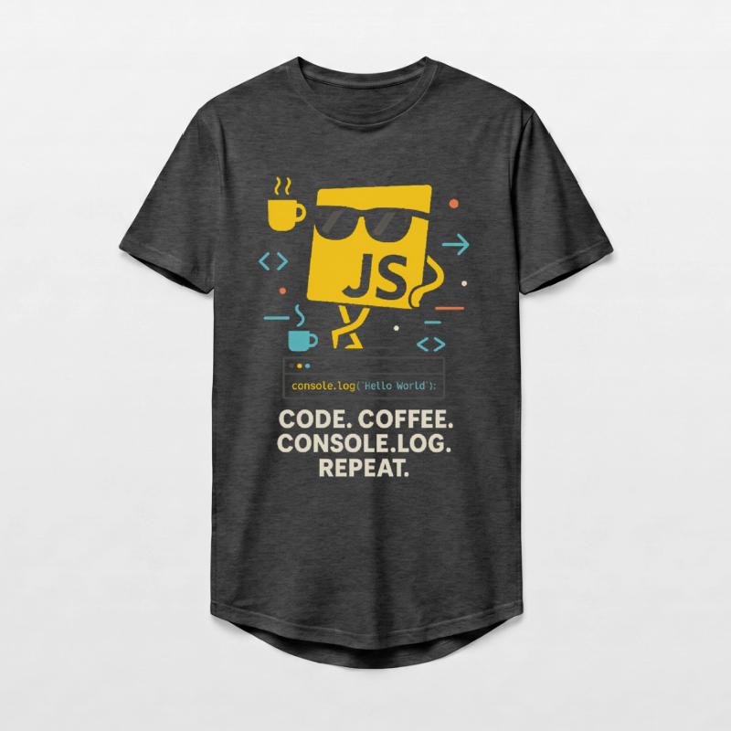 Code Coffee Console.log Repeat JavaScript Programm Long Fit Männer T-Shirt