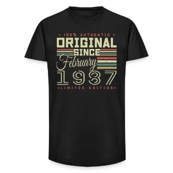 Génial Depuis Février 1987 - T-shirt coupe longue homme - noir - Devant - AI Model Male 185 light (185cm)