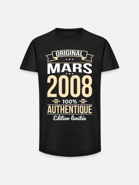 18th Birthday - Original - March 2008 - Long Fit Men's T-Shirt - black