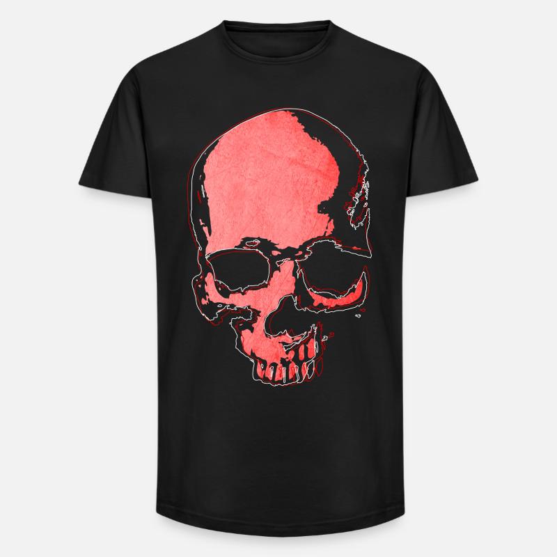 Roter Schädel - Long Fit Männer T-Shirt - Schwarz
