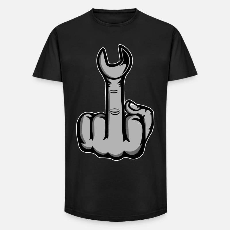 Mittelfinger Stinkerfinger Schraubschlüssel - Long Fit Männer T-Shirt - Schwarz
