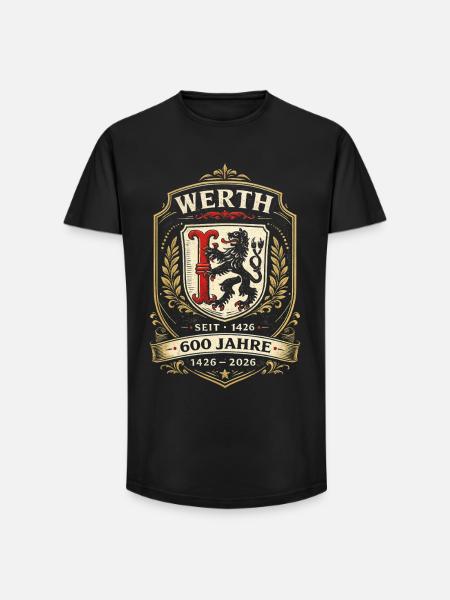 Werth 600 Jahre Wappen - Long Fit Männer T-Shirt - Schwarz