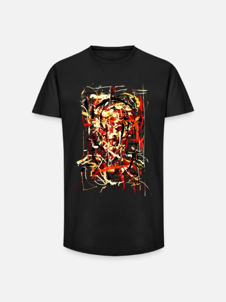 Flaming Devil - Long Fit Men's T-Shirt - black