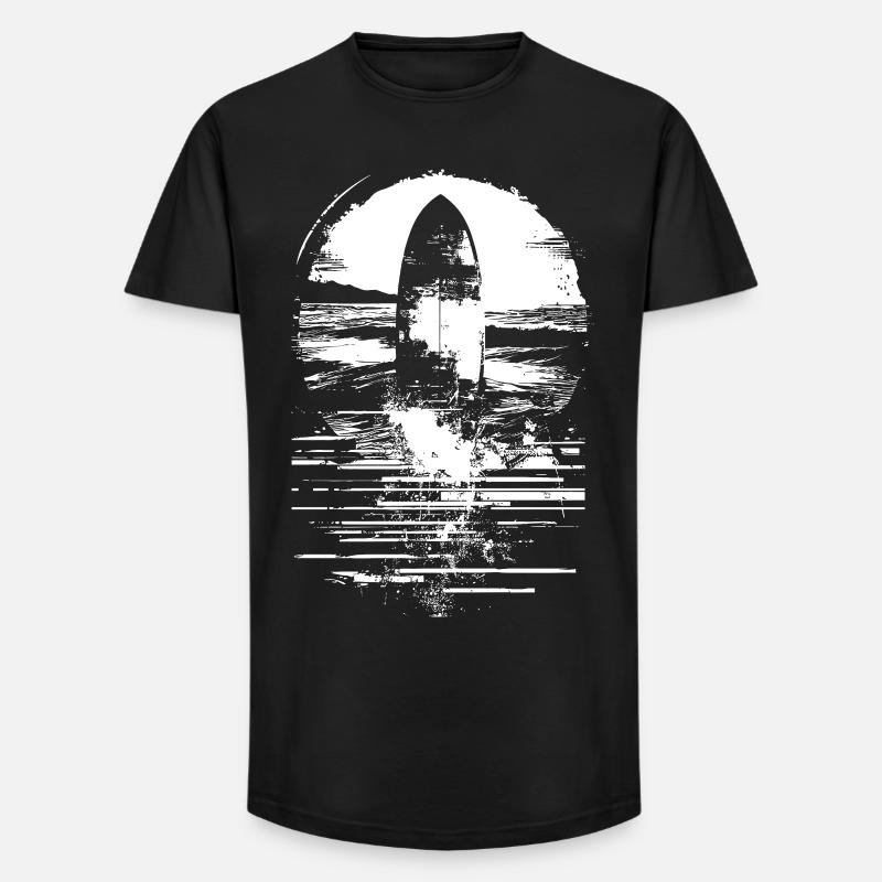 Dessin de planche de surf - T-shirt coupe longue homme - noir