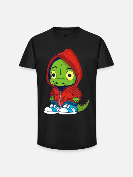 Small urban dinosaur - Long Fit Men's T-Shirt - black