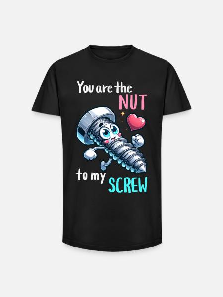 Funny Screwing Nut Pair Design - Long Fit Men's T-Shirt - black