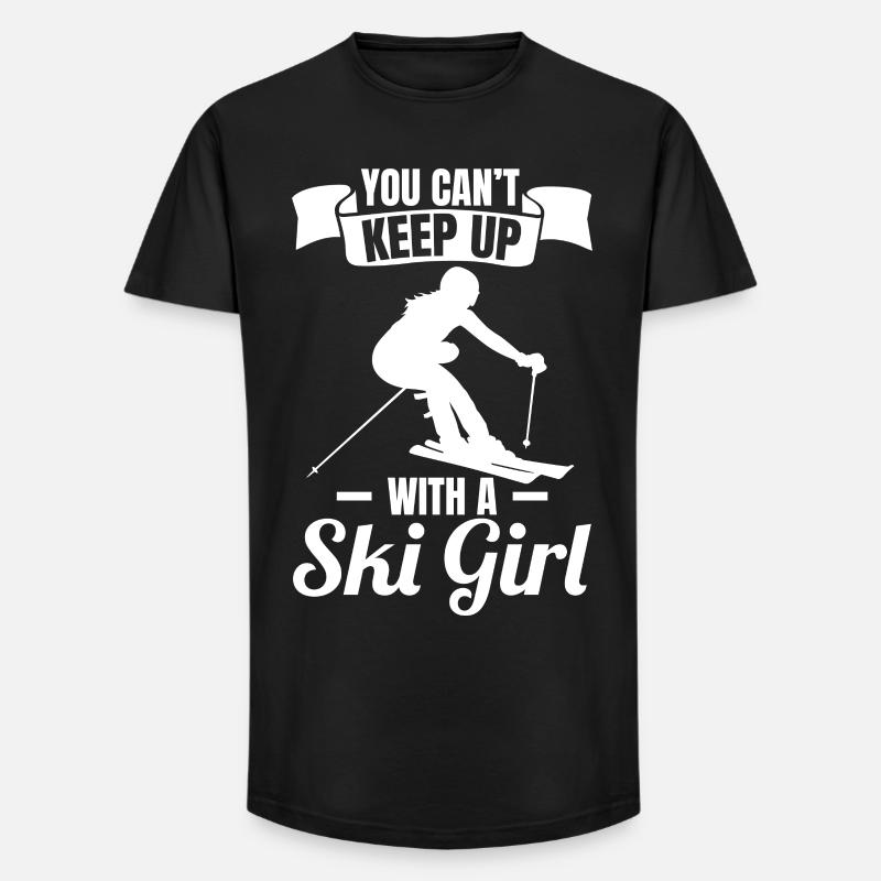 Ski Mädchen - Long Fit Männer T-Shirt - Schwarz