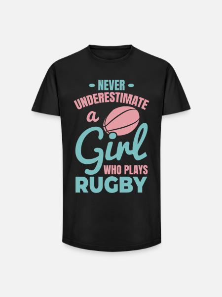Rugby Player Girls - Long Fit Men's T-Shirt - black
