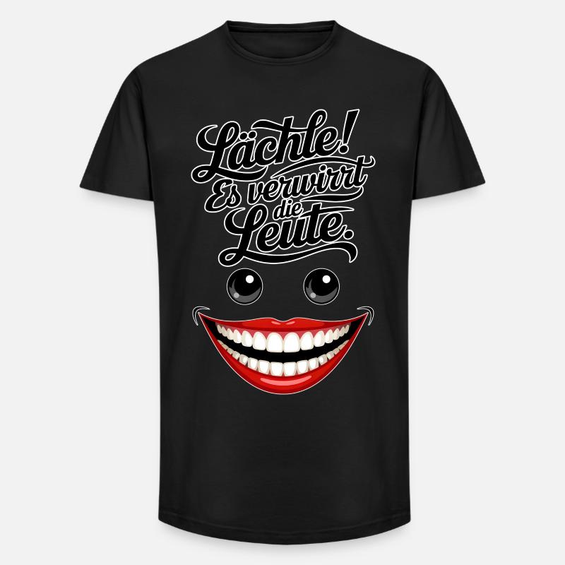 Immer lächeln - Long Fit Männer T-Shirt - Schwarz