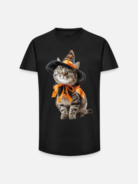 Cat Witches Wizard Costume Halloween - Long Fit Men's T-Shirt - black