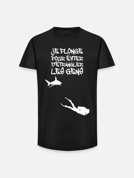 Je plonge pour éviter d'étrangler - T-shirt coupe longue homme - noir